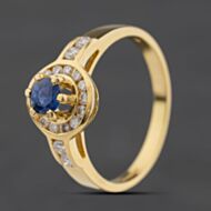 Pre-Owned 18ct Yellow Gold Sapphire & 0.44ct Diamond Round Cluster Ring 41482851