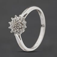 Pre-Owned 9ct White Gold 0.10ct Diamond Flower Cluster Ring 41482854