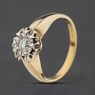 Pre-Owned 9ct Yellow Gold 0.15ct Brilliant Cut Diamond Solitaire Ring 41482855