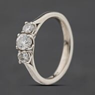 Pre-Owned Platinum 0.60ct Brilliant Cut Diamond Three Stone Ring 41482868