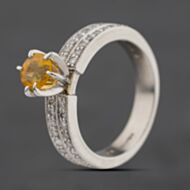Pre-Owned Platinum Golden Beryl & 0.39ct Diamond Dress Ring 41482869