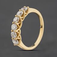 Pre-Owned 18ct Yellow Gold 1.00ct Brilliant Cut Diamond Half Eternity Ring 41482894