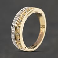 Pre-Owned 9ct Two Colour Gold Brilliant Cut Diamond Two Row Ring 41482905