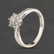 Pre-Owned 18ct White Gold 0.26ct Brilliant Cut Diamond Twist Cluster Ring 41482908