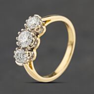 Pre-Owned 18ct Yellow Gold 1.00ct Brilliant Cut Diamond Three Stone Ring 41482912