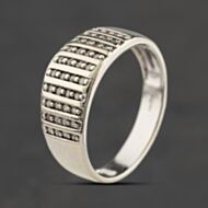 Pre-Owned 9ct White Gold 0.25ct Brilliant Cut Diamond Four Row Band Ring 41482913