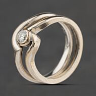 Pre-Owned 18ct White Gold 0.20ct Brilliant Cut Diamond Rubover Bridal Ring Set 41482917