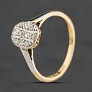 Pre-Owned Vintage Yellow Gold 0.20ct Brilliant Cut Diamond Platinum Head Dress Ring 41482920