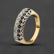 Pre-Owned 18ct Yellow Gold Sapphire & Diamond Two Row Ring 41482931