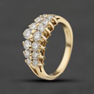 Pre-Owned 9ct Yellow Gold 1.00ct Diamond Graduated Two Row Dress Ring 41482963