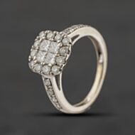 Pre-Owned 18ct White Gold 0.87ct Diamond Cushion Shape Cluster Ring 41482964