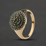 Pre-Owned 9ct Yellow Gold 0.50ct Green Diamond Round Cluster Ring 41482975