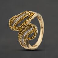 Pre-Owned 9ct Yellow Gold Diamond Multi Row Fancy Cluster Ring 41482976