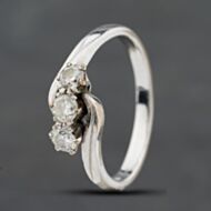 Pre-Owned 18ct White Gold Diamond Twist Three Stone Ring 41482979