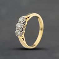 Pre-Owned 18ct Yellow Gold 0.35ct Rose Cut Diamond Three Stone Ring 41482998