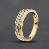 Pre-Owned Yellow Gold Brilliant Cut Diamond Channel Set Two Row Ring 41483023