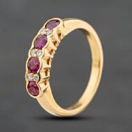 Pre-Owned 18ct Yellow Gold Ruby & 0.06ct Brilliant Cut Diamond Half Eternity Ring 41483026