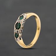 Pre-Owned 18ct Yellow Gold Emerald & 0.07ct Brilliant Cut Diamond Half Eternity Ring 41483029