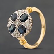 Pre-Owned Vintage Yellow Gold Sapphire & 0.20ct Brilliant Cut Diamond Round Cluster Ring 41483032