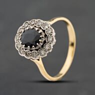Pre-Owned Vintage Yellow Gold Sapphire & 0.45ct Diamond Oval Cluster Ring 41483034