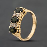 Pre-Owned Vintage 18ct Yellow Gold Tourmaline & 0.08ct Diamond Seven Stone Ring 41483035