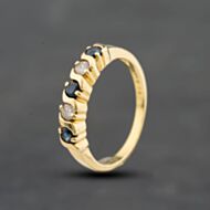 Pre-Owned 18ct Yellow Gold Sapphire & 0.12ct Brilliant Cut Diamond Half Eternity Ring 41483040