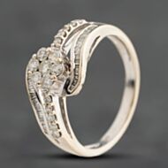 Pre-Owned White Gold 0.50ct Diamond Twist With Diamond Set Shoulders Cluster Ring 41483042