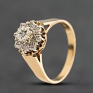 Pre-Owned 9ct Yellow Gold 0.10ct Brilliant Cut Diamond Round Cluster Ring 41483045