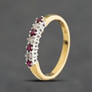 Pre-Owned 18ct Yellow Gold Ruby & 0.09ct Brilliant Cut Diamond Half Eternity Ring 41483094