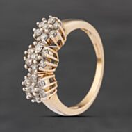Pre-Owned 9ct Yellow Gold 0.40ct Brilliant Cut Diamond Triple Flower Cluster Ring 41483120