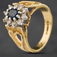 Pre-Owned 18ct Yellow Gold Sapphire & Brilliant Cut Diamond Heart Cluster Ring 4148349