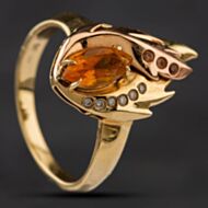 Pre-Owned 18ct Two Colour Gold Citrine, Diamond & Yellow Sapphire Clogau Firebird Patterned Ring 4148367