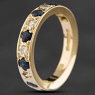 Pre-Owned 9ct Yellow Gold Sapphire & Brilliant Cut Diamond Three Quarter Eternity Ring 4148395