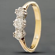 Pre-Owned 14ct Yellow Gold 0.50ct Brilliant Cut Diamond Three Stone Ring 414858273