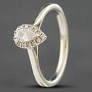 Pre-Owned 9ct White Gold 0.33ct Pear Cut Diamond Pear Shape Cluster Ring 414858281