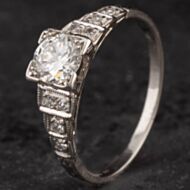 Pre-Owned Vintage Platinum Brilliant Cut Diamond Shoulder Set Solitaire Ring 4148749