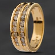 Pre-Owned 18ct Yellow Gold 0.75ct Brilliant Cut Diamond Two Row Band Ring 4148853