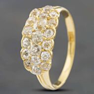 Pre-Owned Vintage Yellow Gold Diamond Three Row Dress Ring 4148889