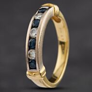 Pre-Owned 18ct Two Colour Gold Sapphire & 0.22ct Brilliant Cut Diamond Half Eternity Ring 4148923