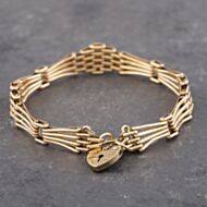Pre-Owned 9ct Yellow Gold Fan Design 5 Bar 7.5 Inch Gate Bracelet 41531073