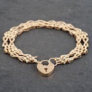 Pre-Owned 9ct Yellow Gold Four Row 7.5 Inch Gate Bracelet 41531077