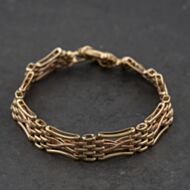 Pre-Owned 9ct Two Colour Gold Scroll Engraved Infinity Cross Pattern 8 Inch Gate Bracelet 41531081