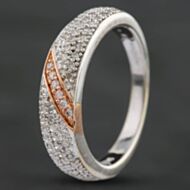 Pre-Owned 9ct Two Colour Gold Diamond Band Three Row Ring 4158001161