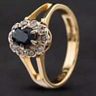 Pre-Owned 18ct Yellow Gold Sapphire & Diamond Cluster Ring 4158402