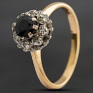Pre-Owned Yellow Gold Sapphire & Brilliant Cut Diamond Round Cluster Ring 4158603