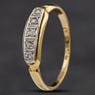 Pre-Owned Vintage Yellow Gold Old Cut Diamond Five Stone Ring 4158958