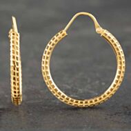 Pre-Owned 18ct Yellow Gold Basket Weave Hoop Earrings 4165616