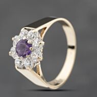 Pre-Owned 9ct Yellow Gold Amethyst & Cubic Zirconia Cluster Ring 41671460
