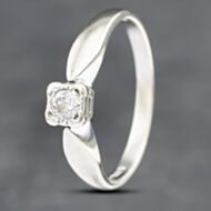Pre-Owned 9ct White Gold 0.12ct Brilliant Cut Diamond Solitaire Ring 41671512