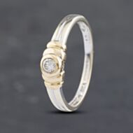 Pre-Owned 9ct Two Colour Gold 0.10ct Brilliant Cut Diamond Solitaire Ring 41671537